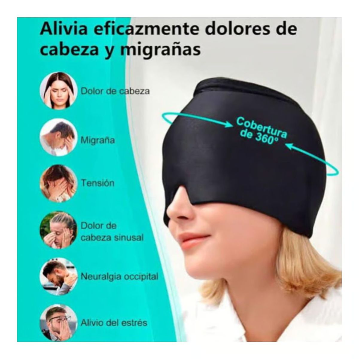 OEM - GORRO GEL ALIVIA MIGRAÑA DOLOR CABEZA PREMIUM UNISEX