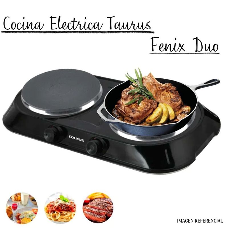 TAURUS - Cocina Eléctrica de 2 Hornillas Taurus Fenix Duo