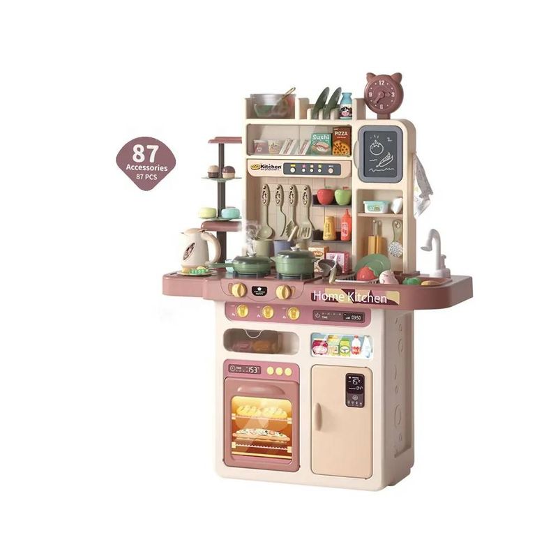 GENERICO - Cocina puzzle kitchen interactiva rosado 92 cm alto