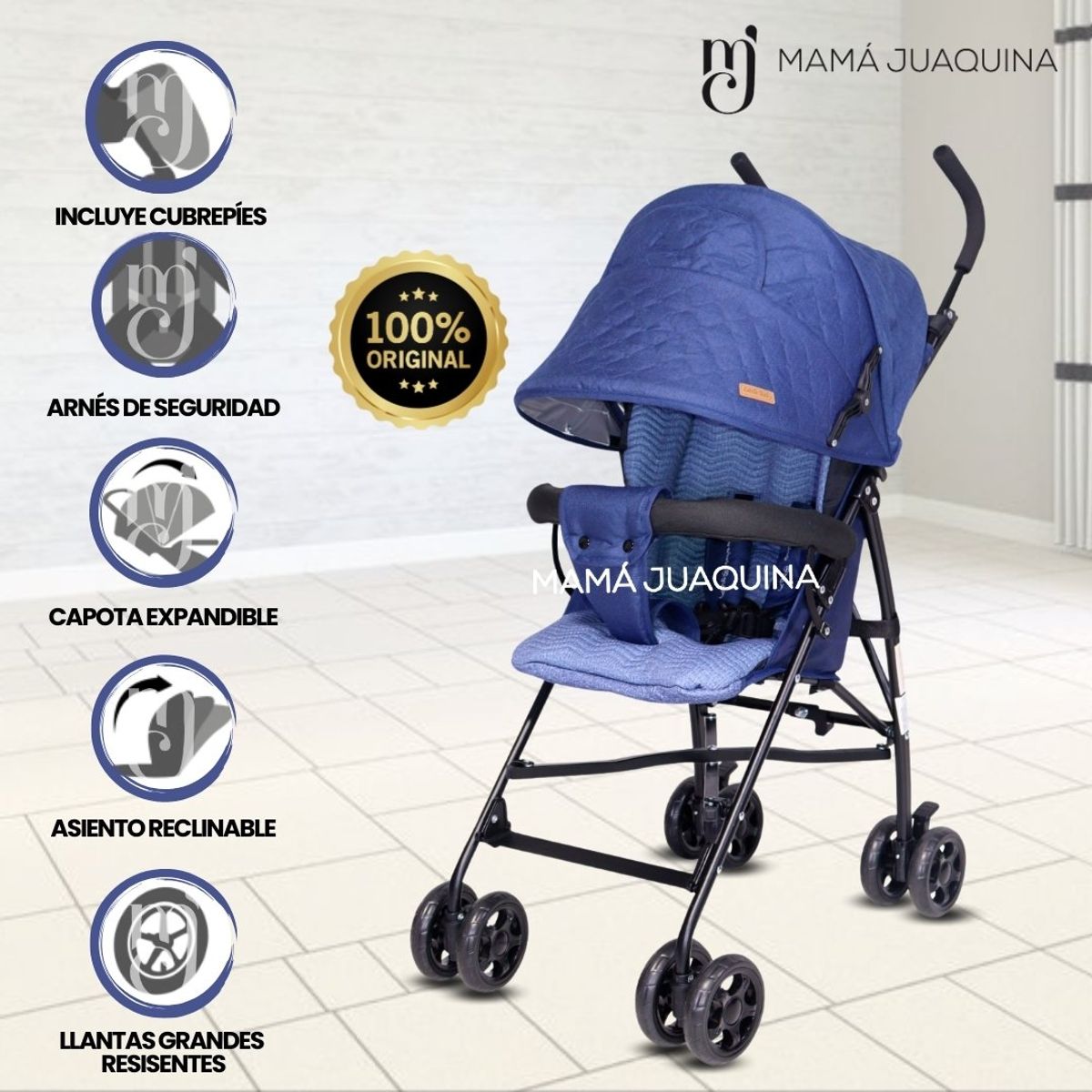 BABY - Coche Bastón de Lujo «AIMAR II» Blue