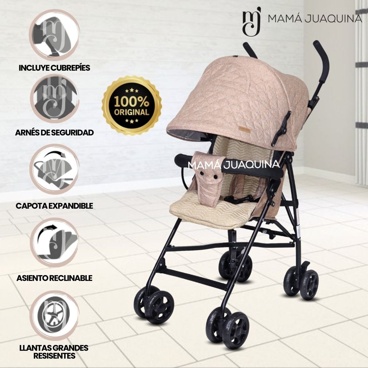 BABY - Coche Bastón de Lujo «AIMAR II» Beige