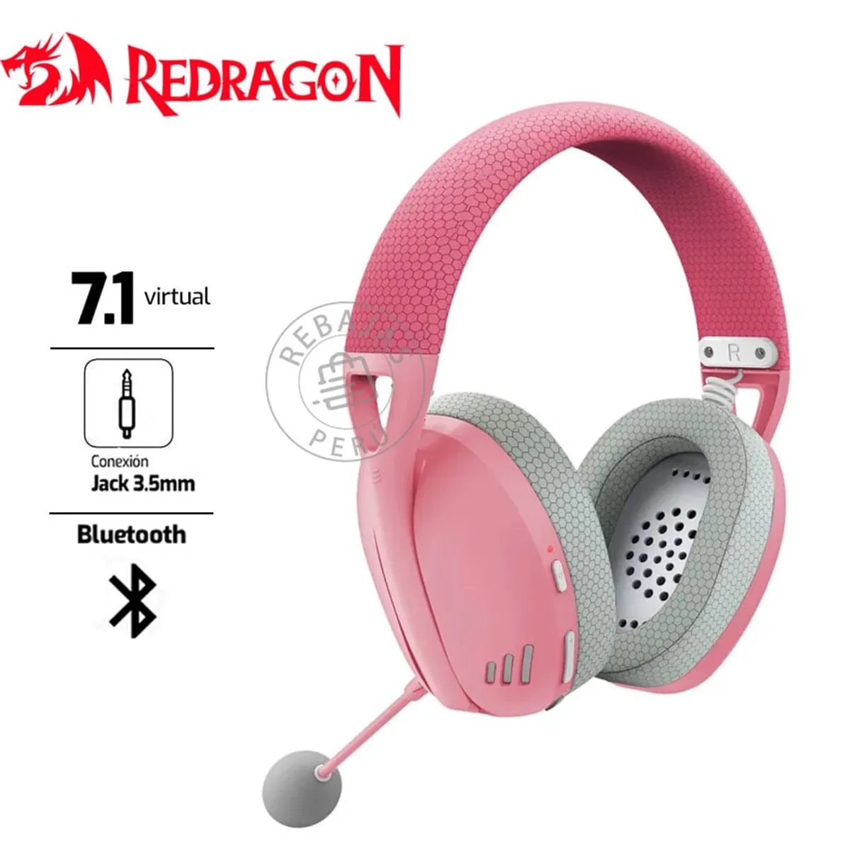 REDRAGON - Auriculares Redragon Ire Wireless H848  Bluetooth 24GHz Pink
