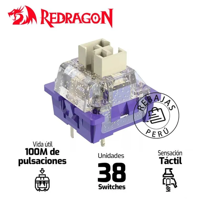 REDRAGON - Kit Switches Redragon Panda Crystal Táctiles 50M Actuaciones RGB