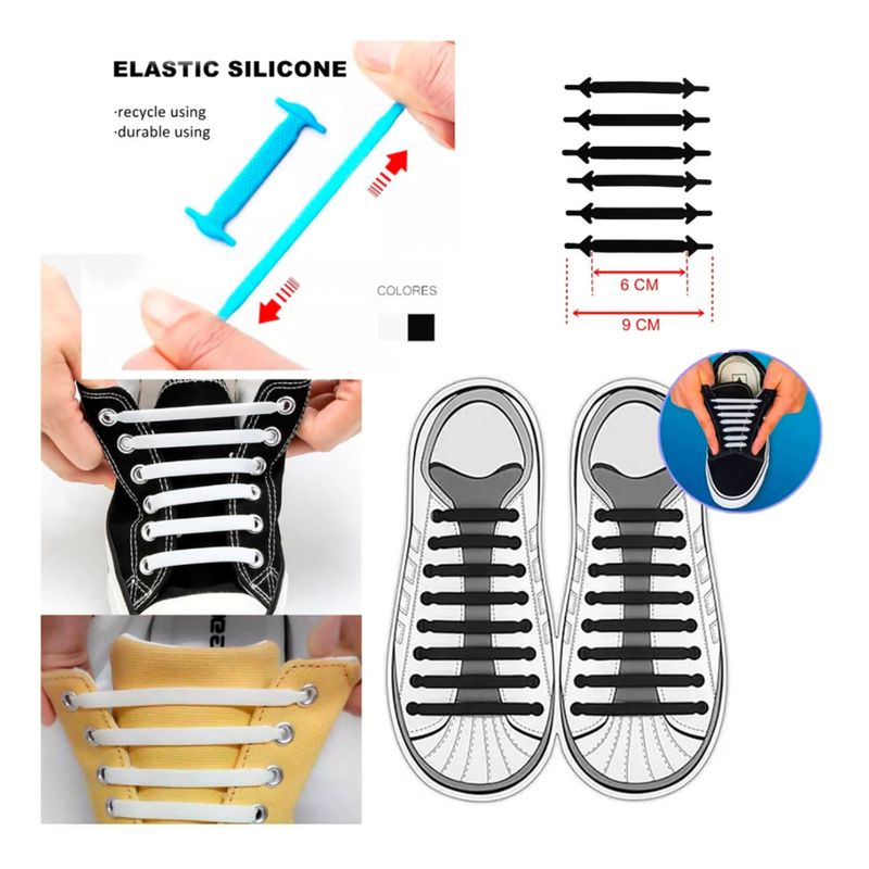 GENERICO - 5 Pares Cordones de Silicona Pasadores Elásticos