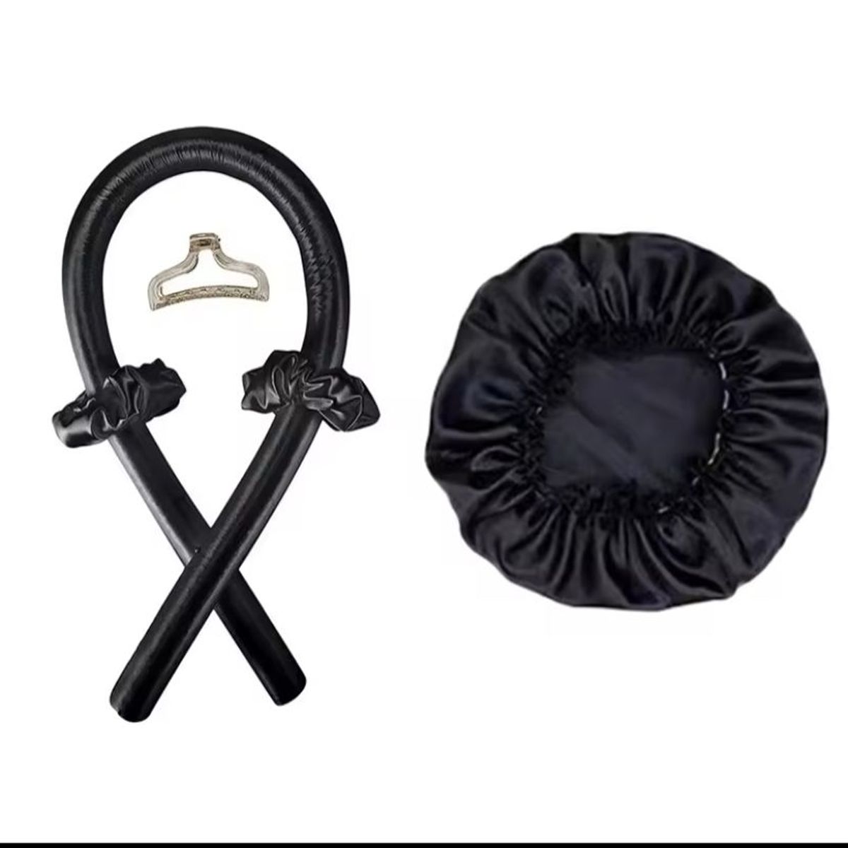MORITA BAG STORE - SET RIZADOR DE CABELLO SIN CALOR CON GORRO SATIN NEGRO