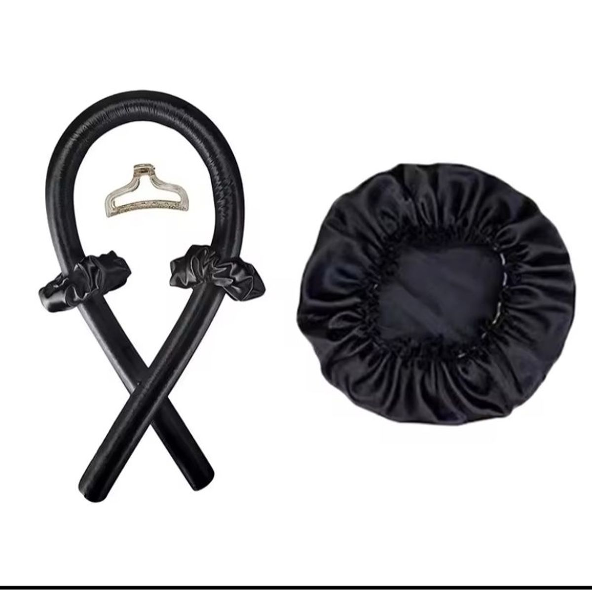 MORITA BAG STORE - SET RIZADOR DE CABELLO SIN CALOR CON GORRO SATIN NEGRO
