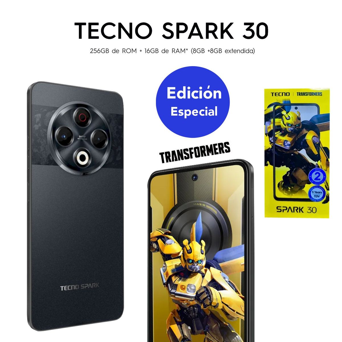 TECNO MOBILE - TECNO SPARK 30 8GB RAM 256GB EDICIÓN TRANSFORMERS COLOR STELLAR SHADOW