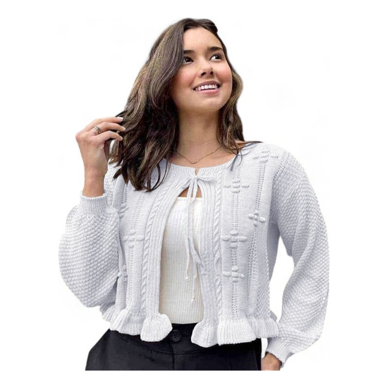 GENERICO - Chompa Mujer Hilo Abierto G359-22 Color Blanco