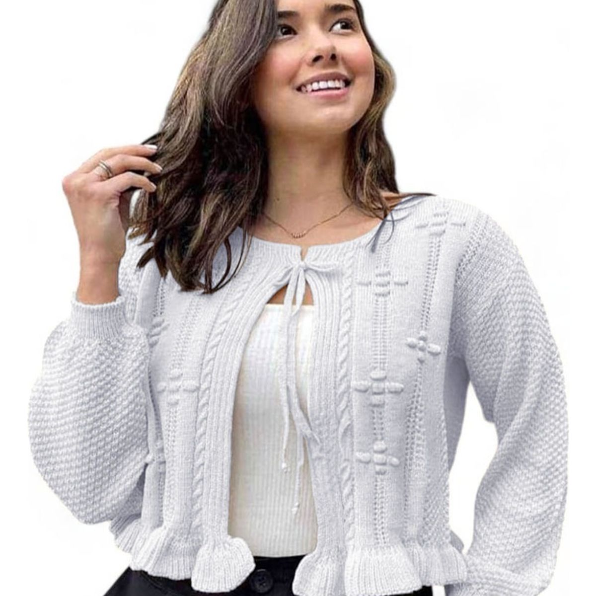 GENERICO - Chompa Mujer Hilo Abierto G359-22 Color Blanco