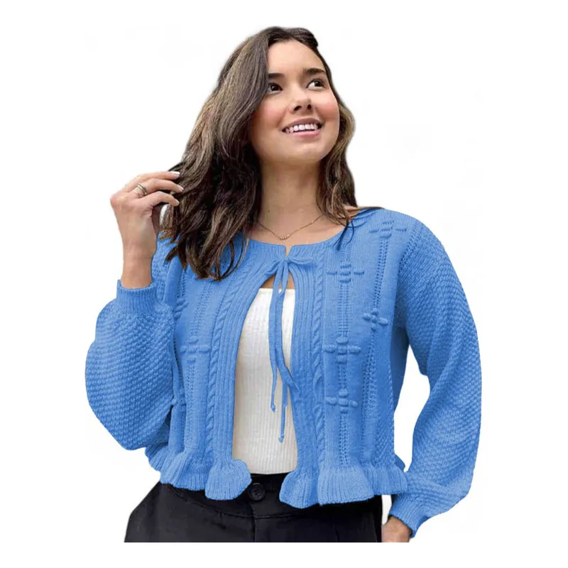 GENERICO - Chompa Mujer Hilo Abierto G359-22 Color Celeste