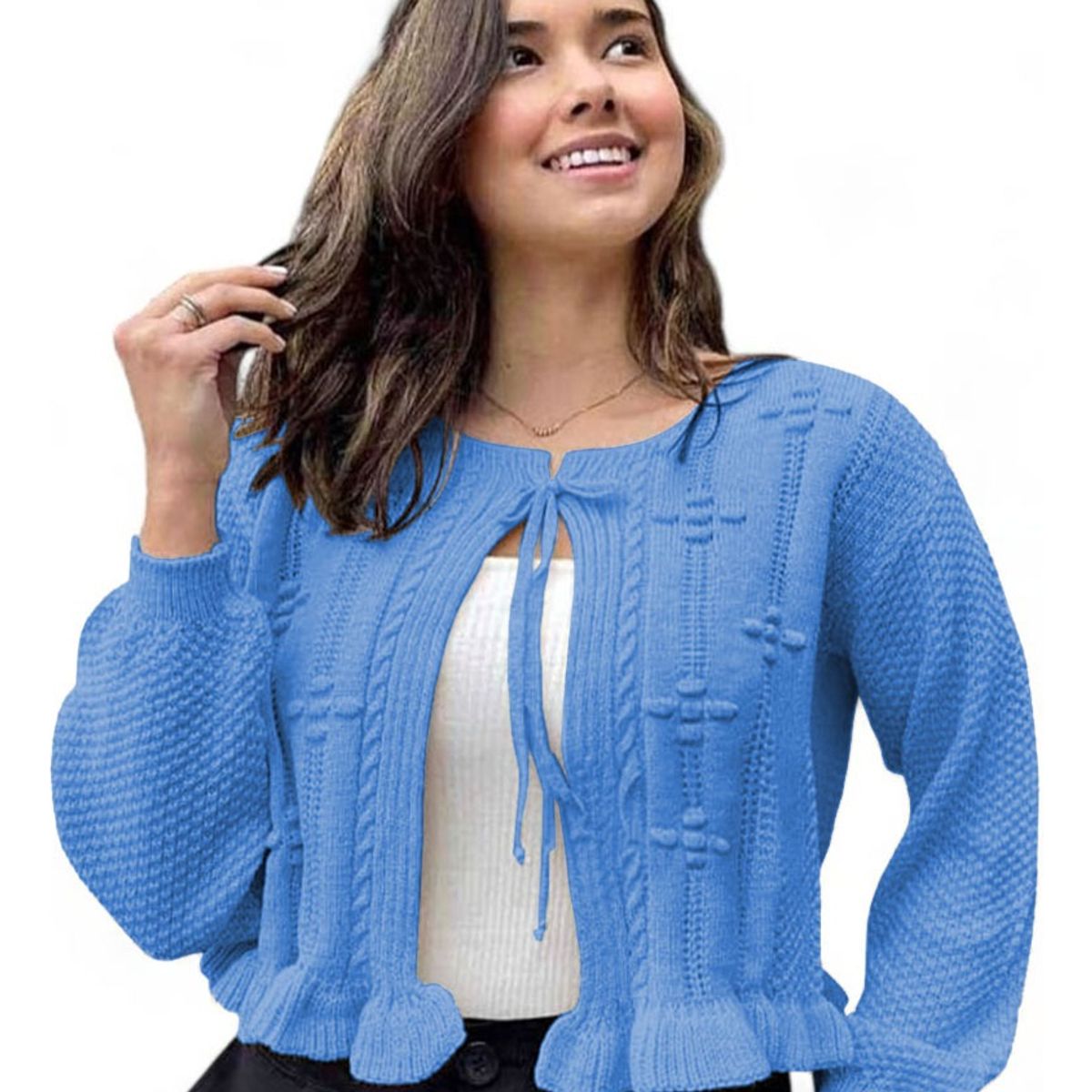 GENERICO - Chompa Mujer Hilo Abierto G359-22 Color Celeste