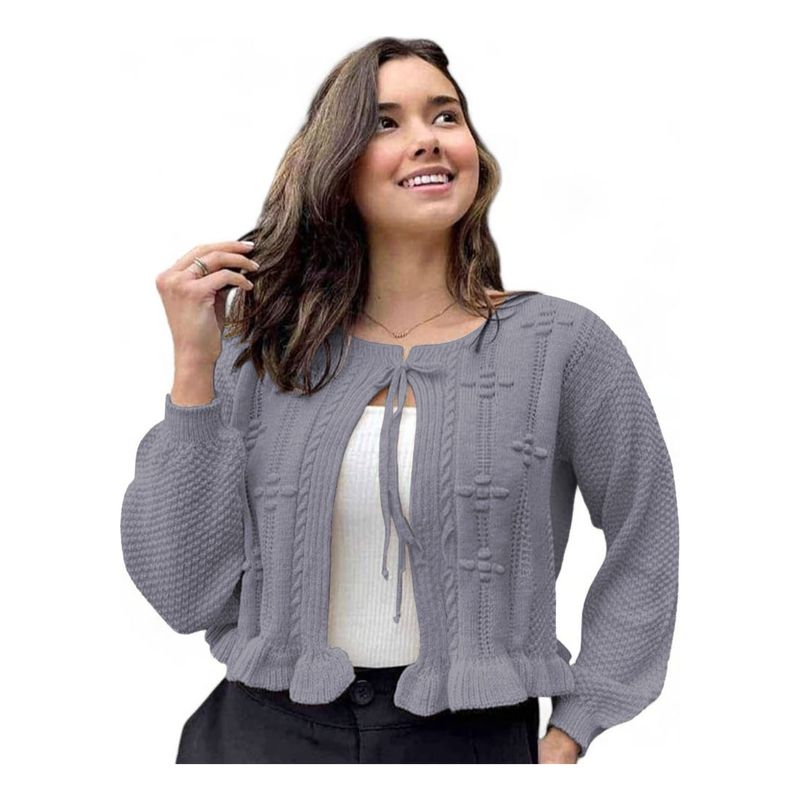 GENERICO - Chompa Mujer Hilo Abierto G359-22 Color Gris