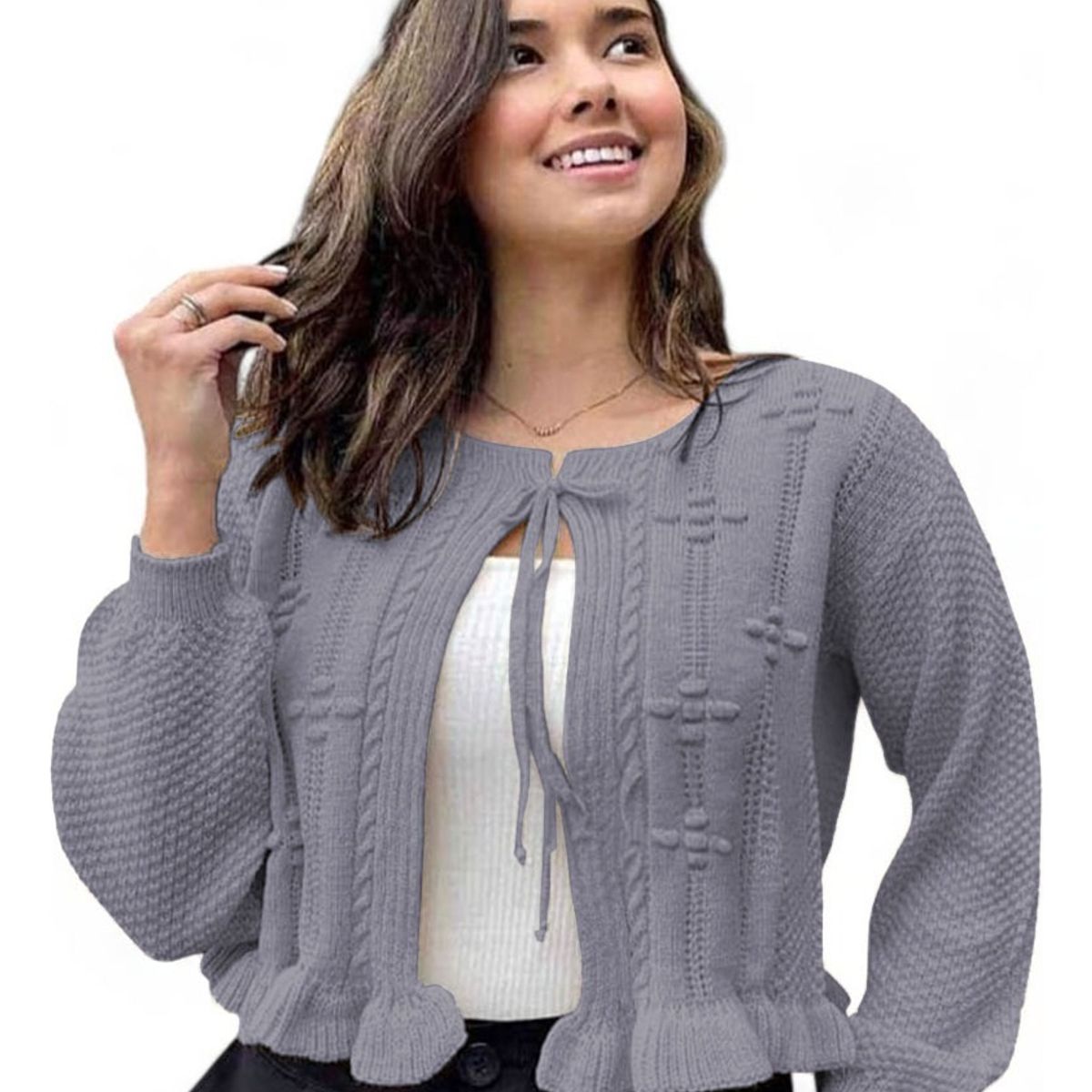 GENERICO - Chompa Mujer Hilo Abierto G359-22 Color Gris