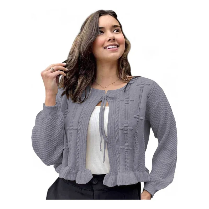 GENERICO - Chompa Mujer Hilo Abierto G359-22 Color Gris