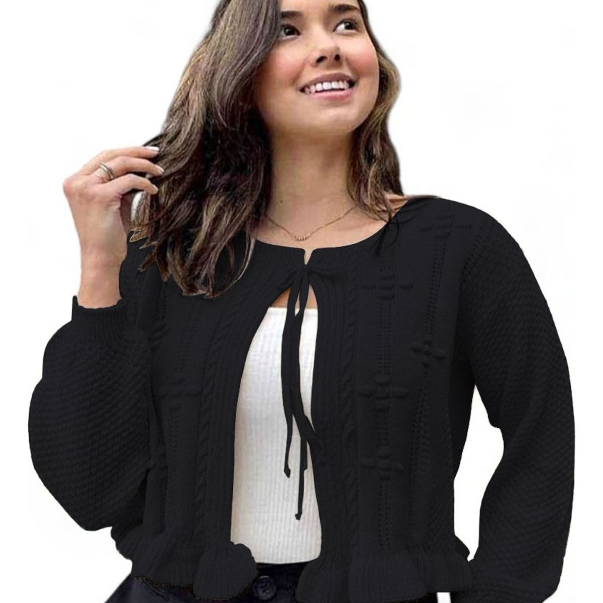 GENERICO - Chompa Mujer Hilo Abierto G359-22 Color Negro