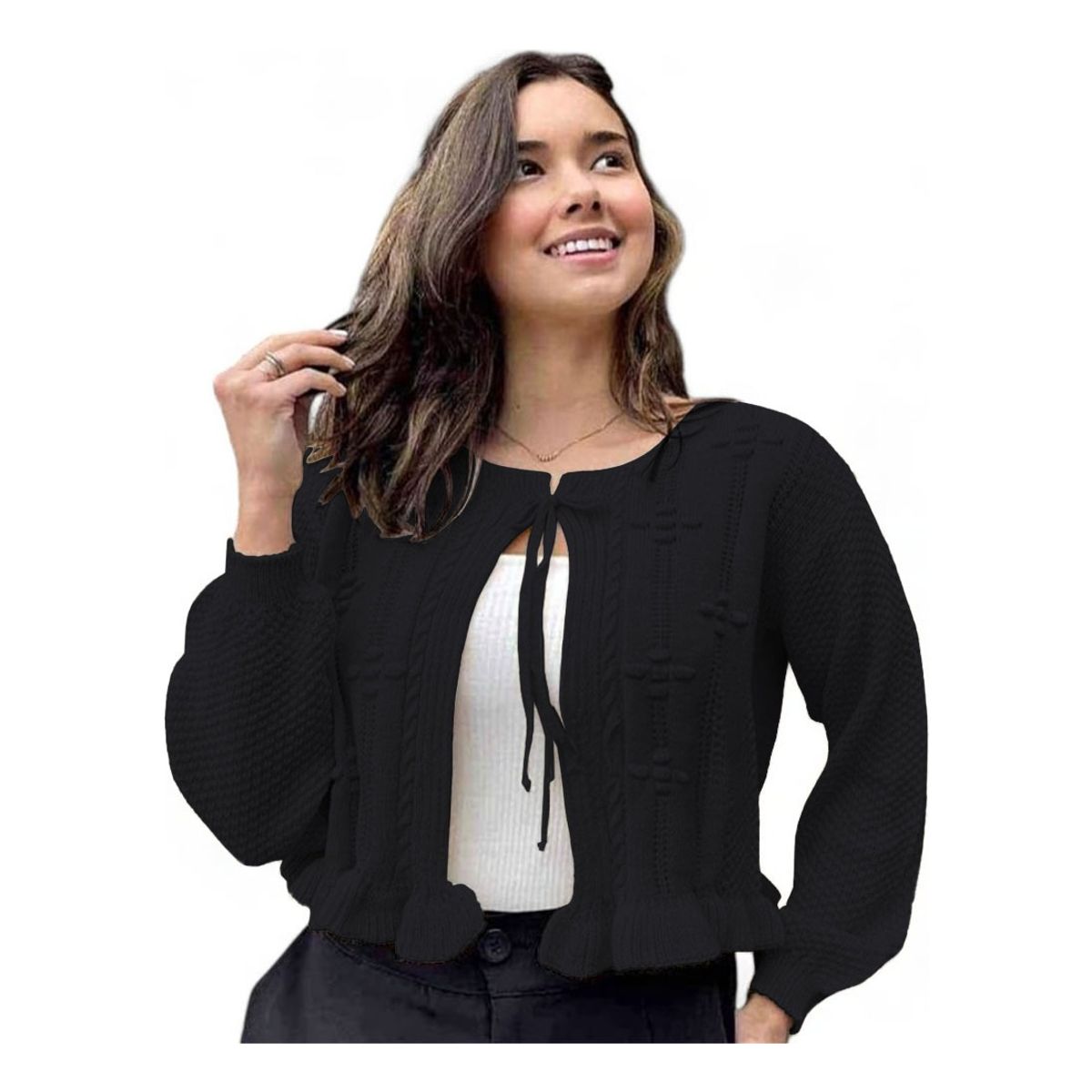 GENERICO - Chompa Mujer Hilo Abierto G359-22 Color Negro