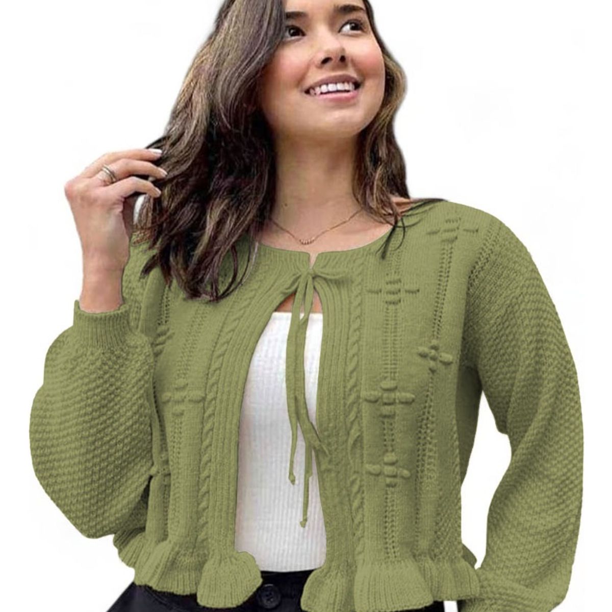 GENERICO - Chompa Mujer Hilo Abierto G359-22 Color Olivo