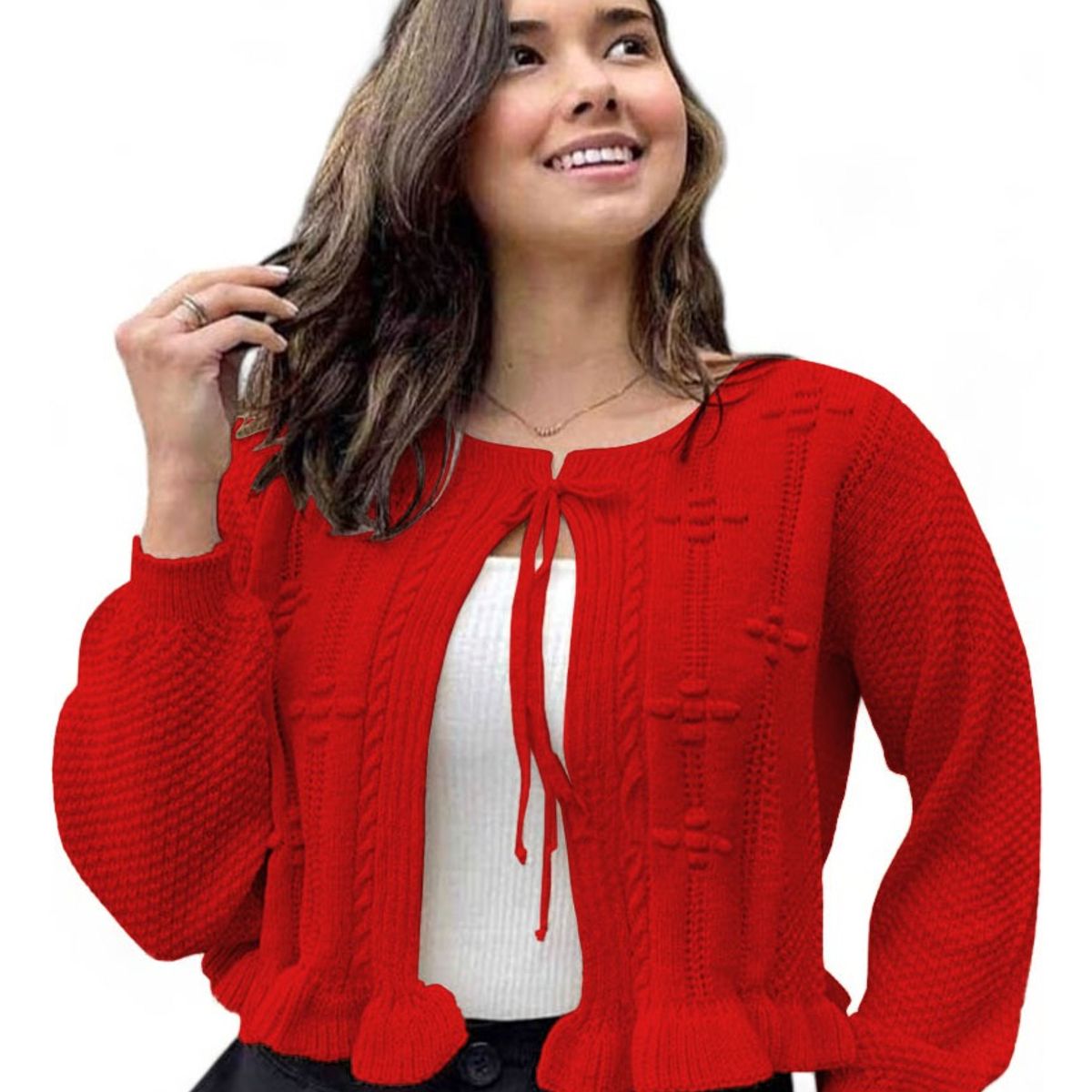 GENERICO - Chompa Mujer Hilo Abierto G359-22 Color Rojo