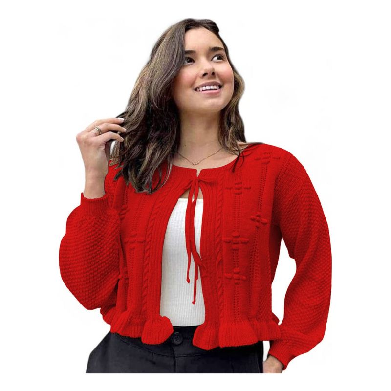 GENERICO - Chompa Mujer Hilo Abierto G359-22 Color Rojo
