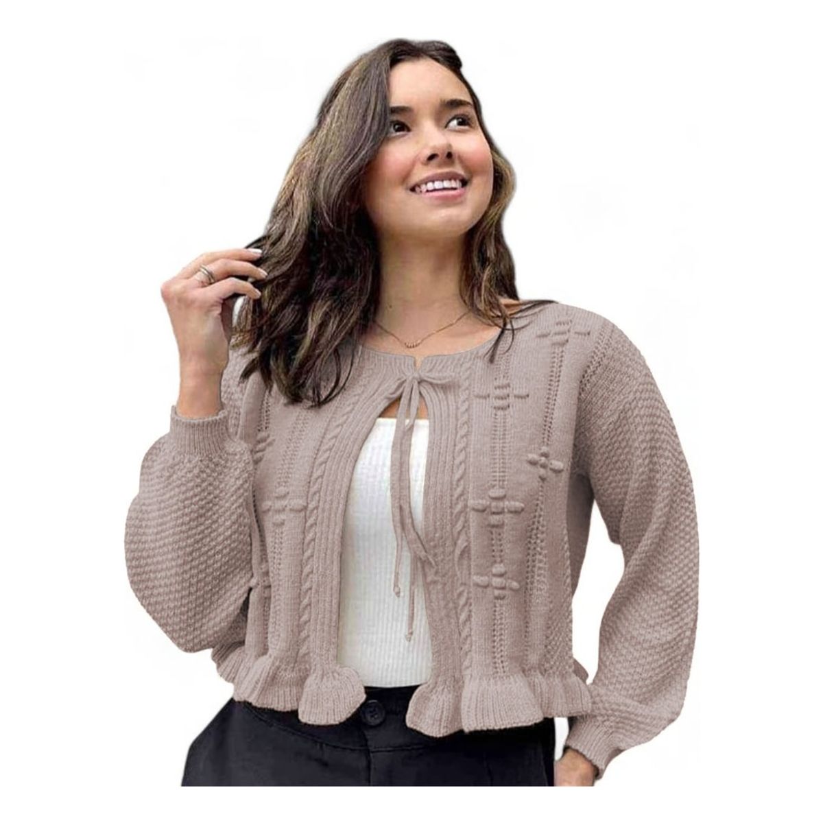 GENERICO - Chompa Mujer Hilo Abierto G359-22 Color Hueso