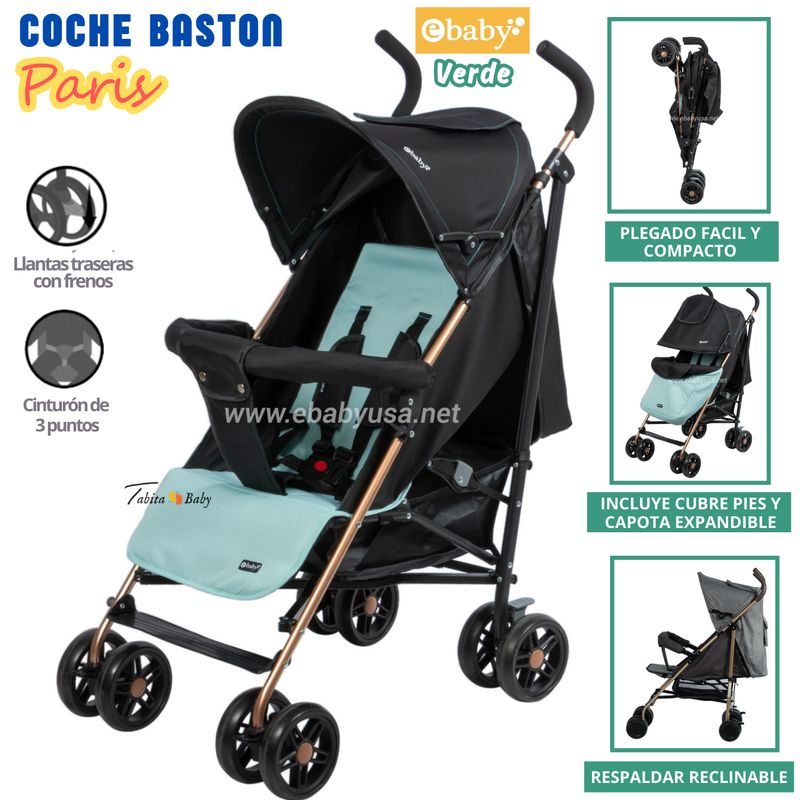 EBABY - Coche de Paseo Bastón Paris para Bebe Verde