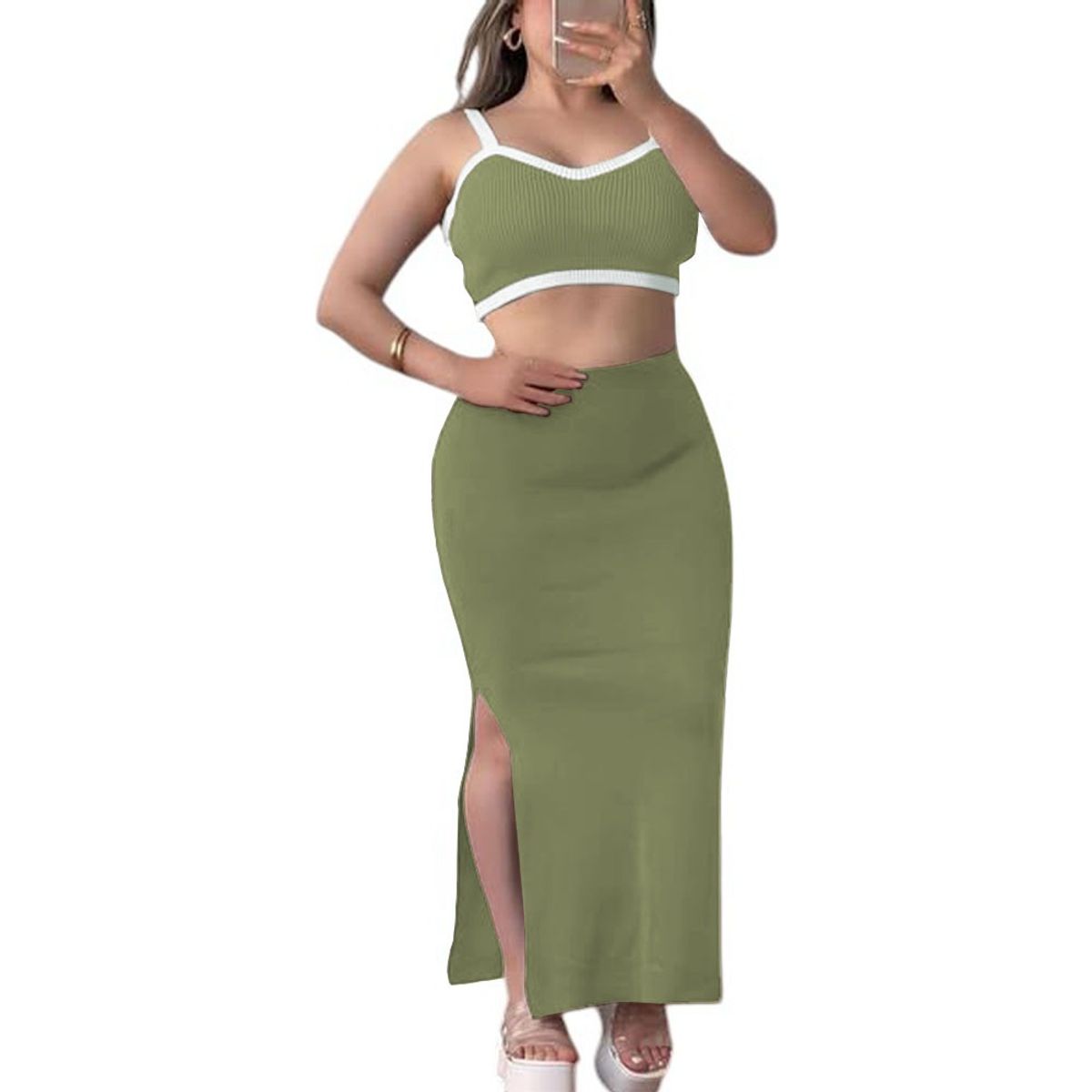 GENERICO - Conjunto Mujer En Hilo Top 359G-34 Color Verde