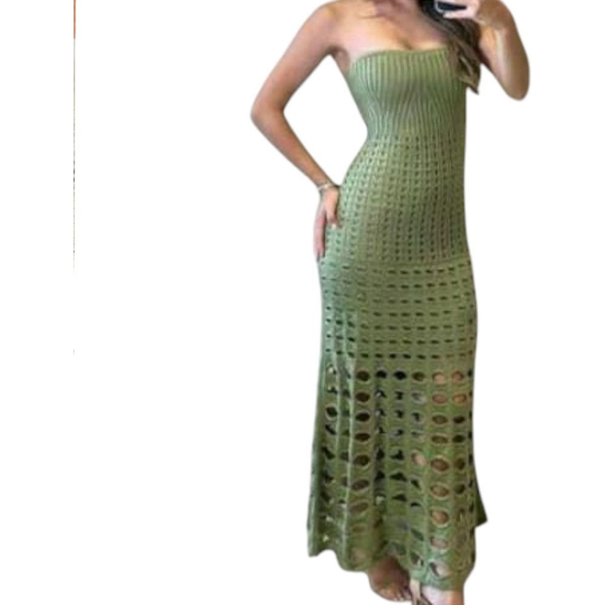 GENERICO - Vestido Mujer Hilo Maxi Bombas G359-35 Color Verde