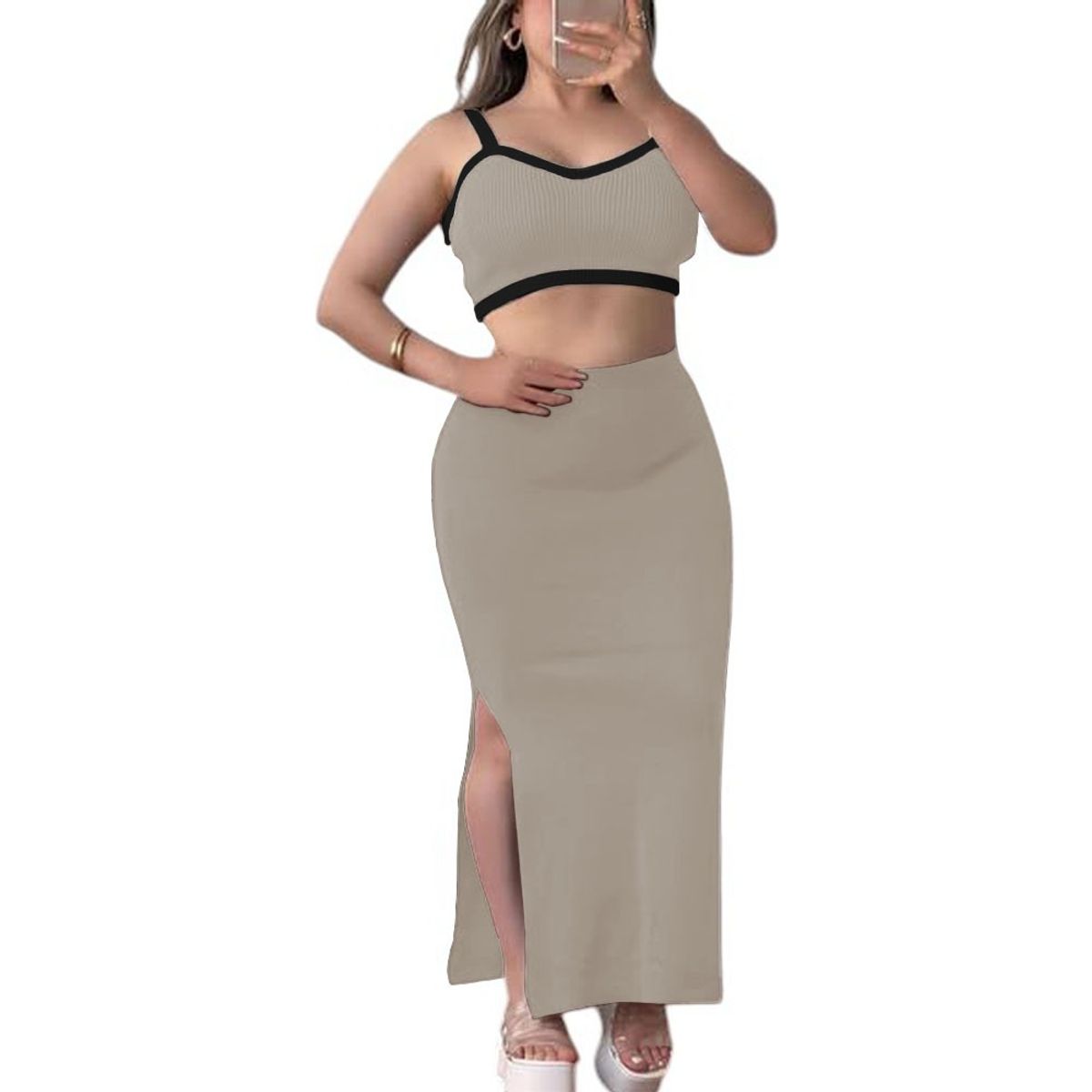 GENERICO - Conjunto Mujer En Hilo Top 359G-34 Color Hueso