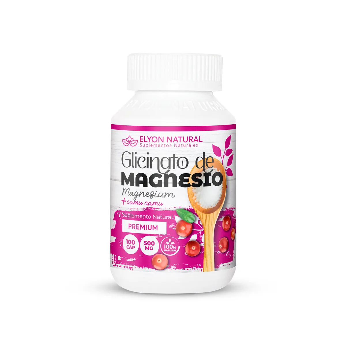 GENERICO - Glicinato de Magnesio 500mg Elyon Natural 100 Capsulas