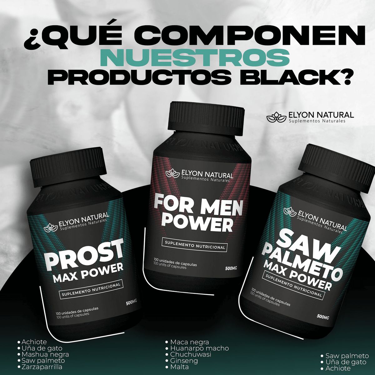 GENERICO - For Men Power 500mg Elyon Natural Salud Masculina 100 Capsulas