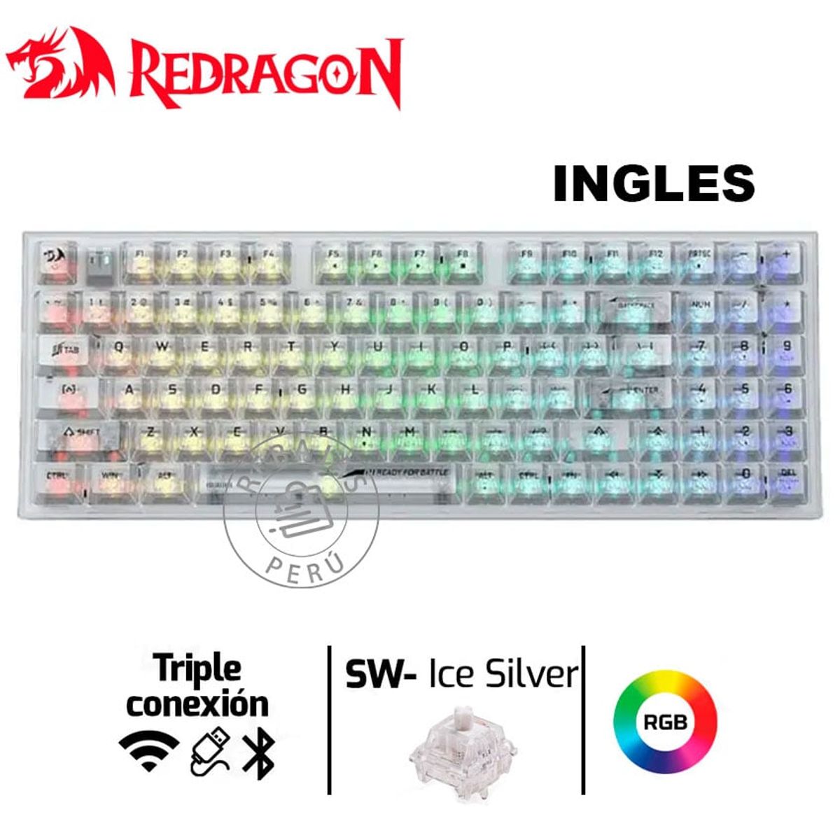 REDRAGON - Redragon Pollux PRO K628CT  Teclado Mecánico 75% RGB, Wireless 3 Modos
