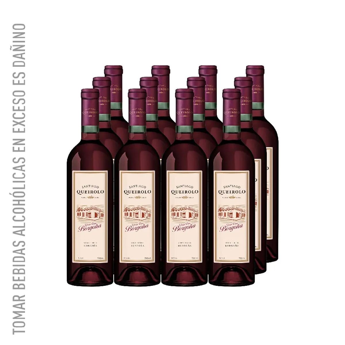 SANTIAGO - Vino Tinto SANTIAGO QUEIROLO Borgoña Semiseco 750ml - 12 UND