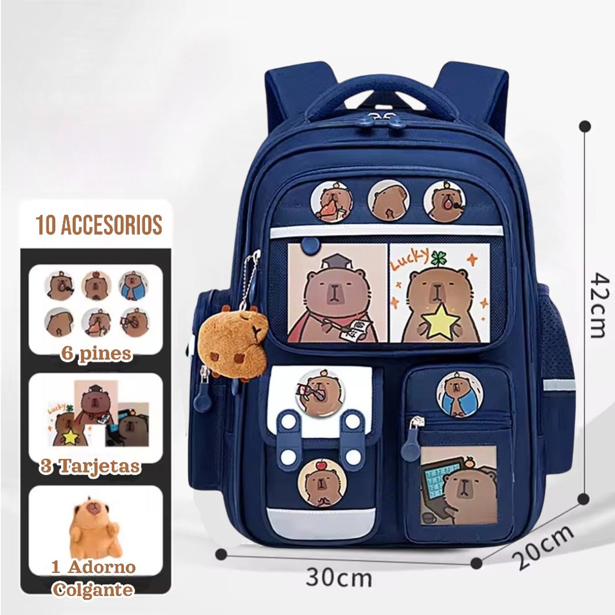 GENERICO - Mochila Escolar Capibara Gran Capacidad Impermeable T Oficio Niños