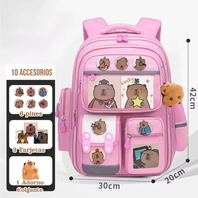 GENERICO - Mochila Escolar Capibara Gran Capacidad Impermeable T Oficio Niños