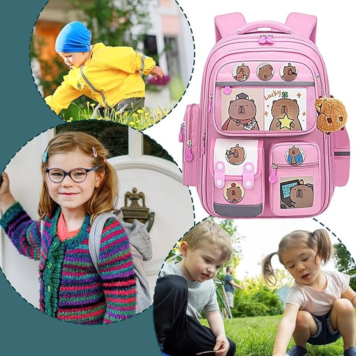 GENERICO - Mochila Escolar Capibara Gran Capacidad Impermeable T Oficio Niños