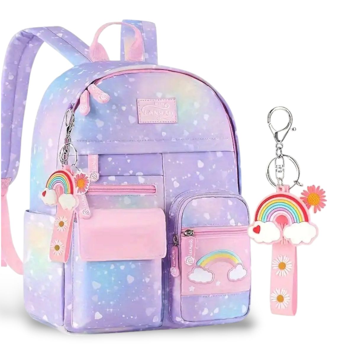 GENERICO - Mochila ArcoIris Escolar Niña Tamaño Oficio Impermeable Gran Capacidad