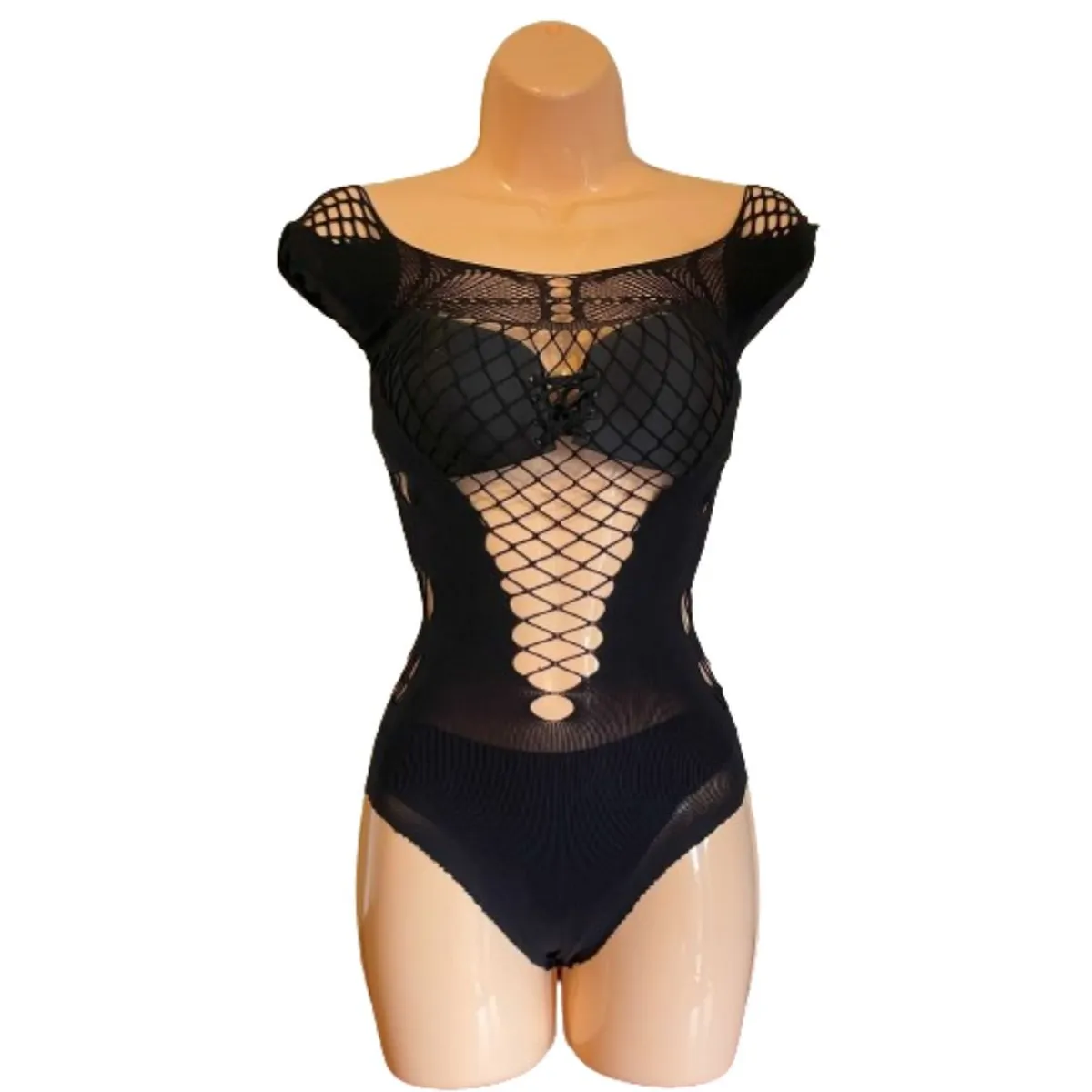 GENERICO - Body malla manga larga color negro