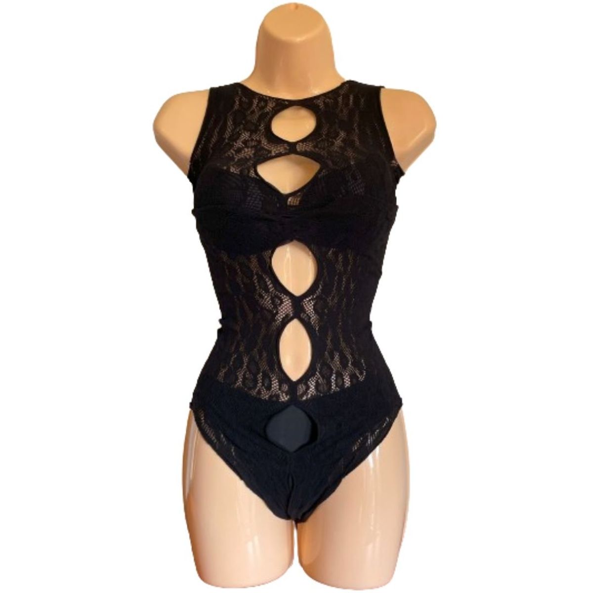 GENERICO - Body malla color negro manga cero