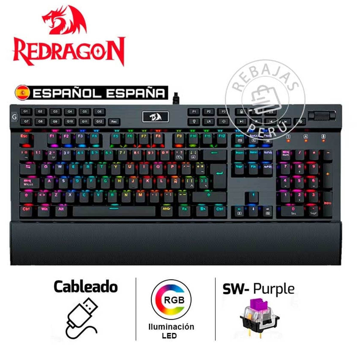 REDRAGON - Teclado Mecánico Redragon YAMA K550 RGB Purple Switch Español