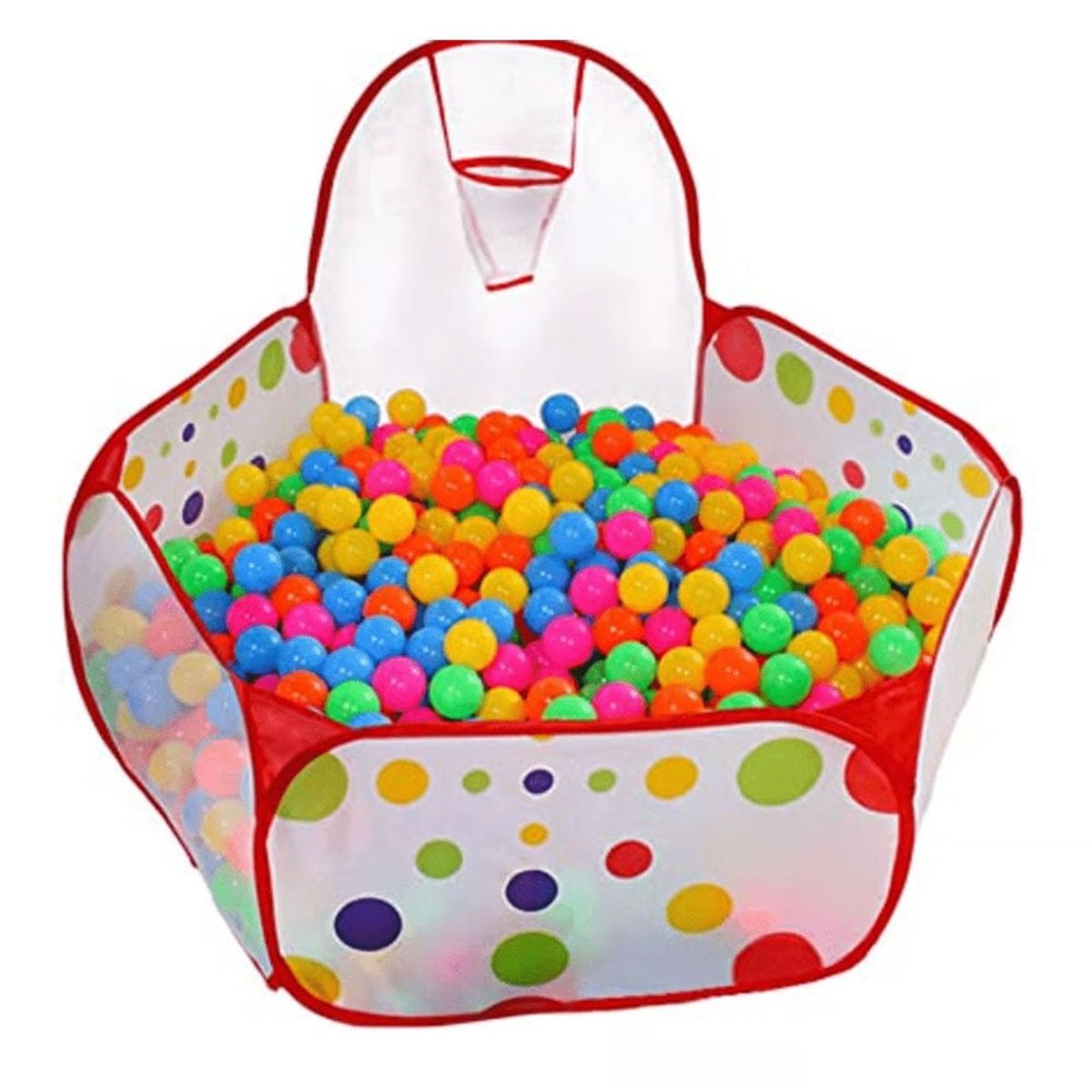 GENERICO - Piscina de Pelotas con Aro para Bebes y Niños Color ROJO