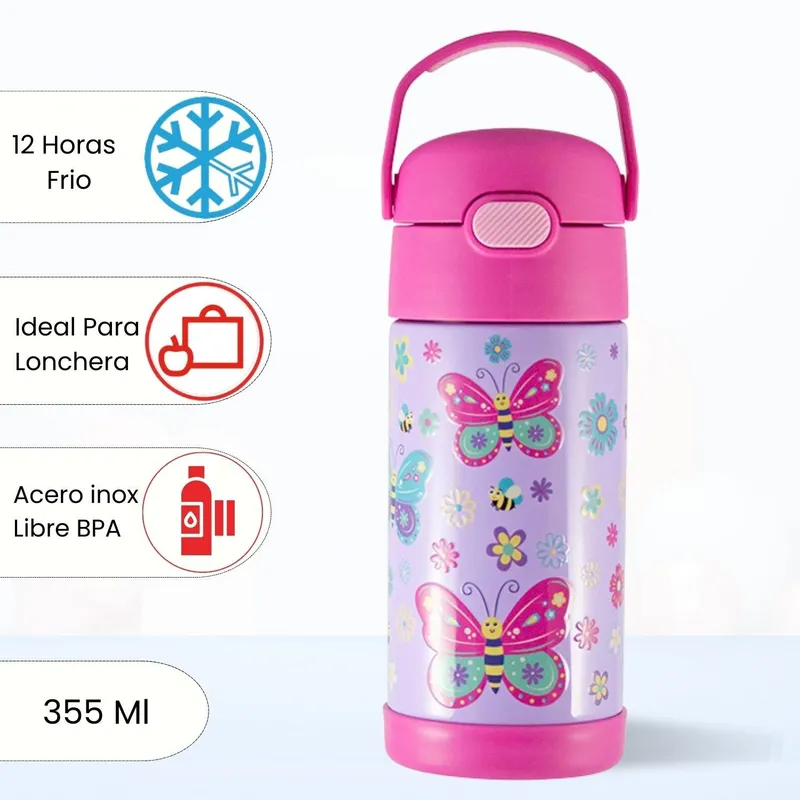 THERMOS - Tomatodo Termico para Niños Funtainer Mariposa 355 Ml