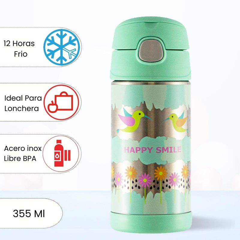 THERMOS - Tomatodo Termico para Niños Funtainer Sin Asa Colibri 355 Ml