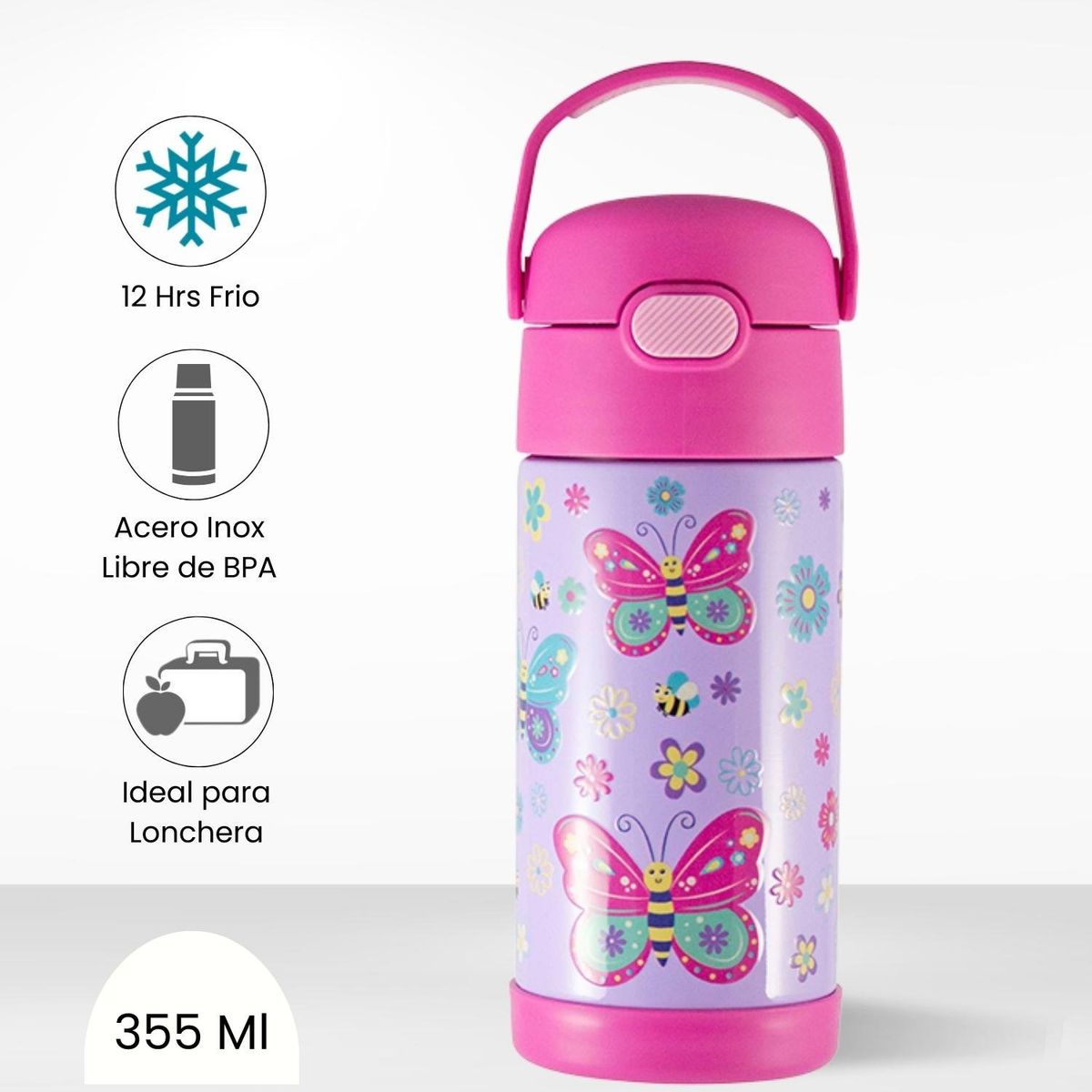THERMOS - Tomatodo Termico para Niños Funtainer Mariposa 355 Ml