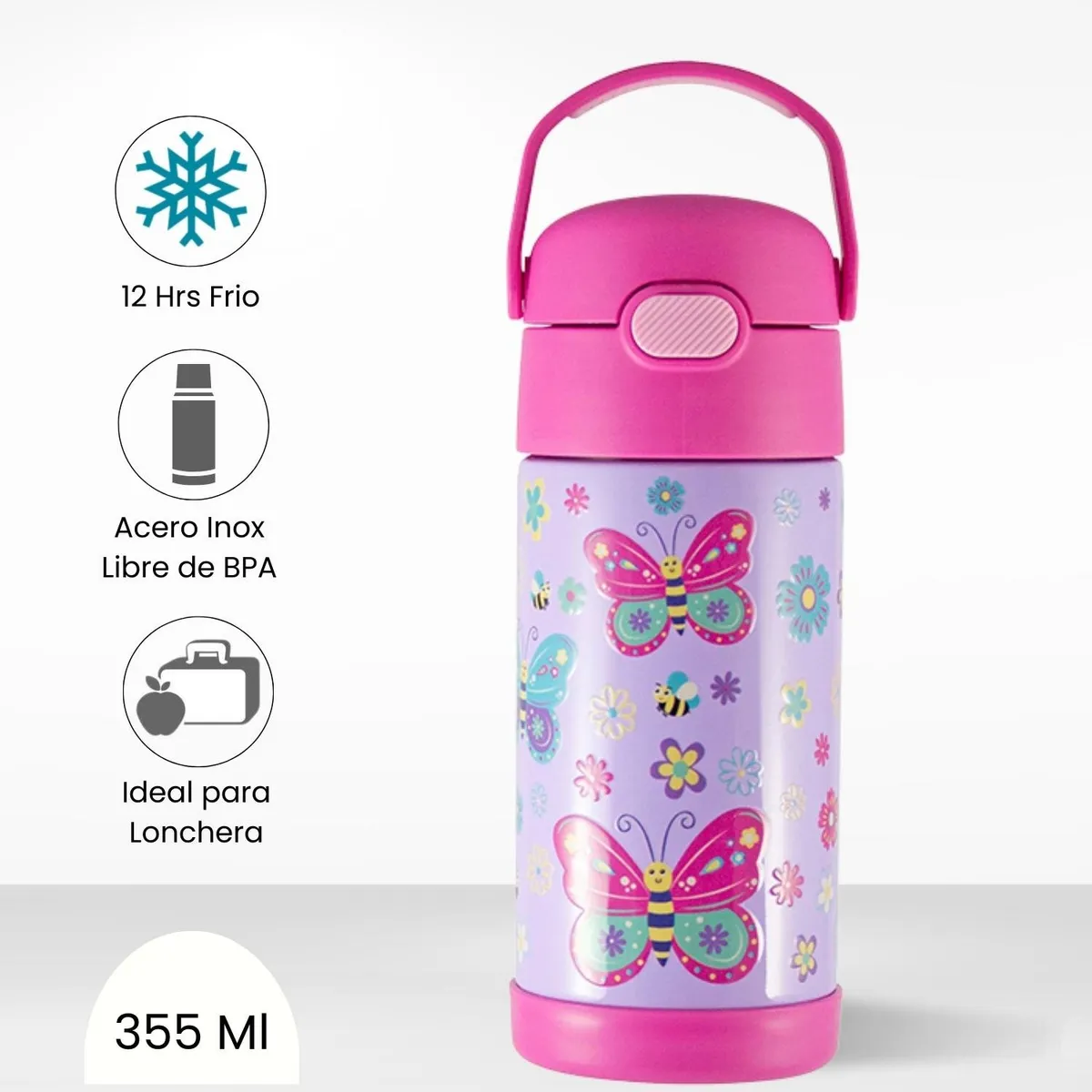 THERMOS - Tomatodo Termico para Niños Funtainer Mariposa 355 Ml