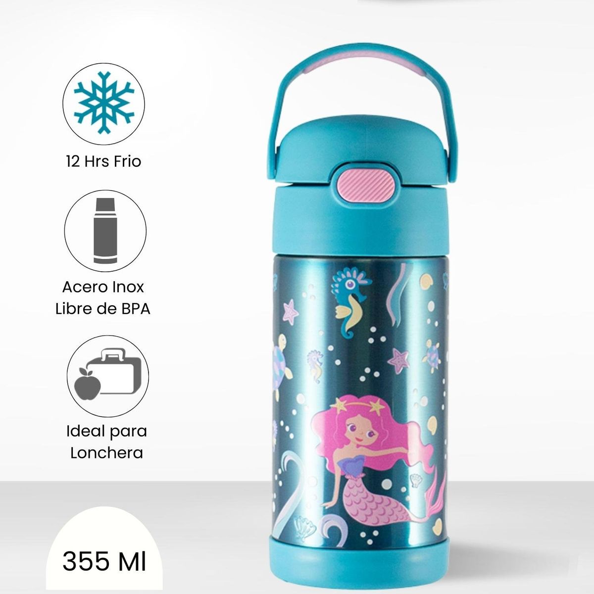 THERMOS - Tomatodo Termico para Niños Funtainer Sirena 355 Ml
