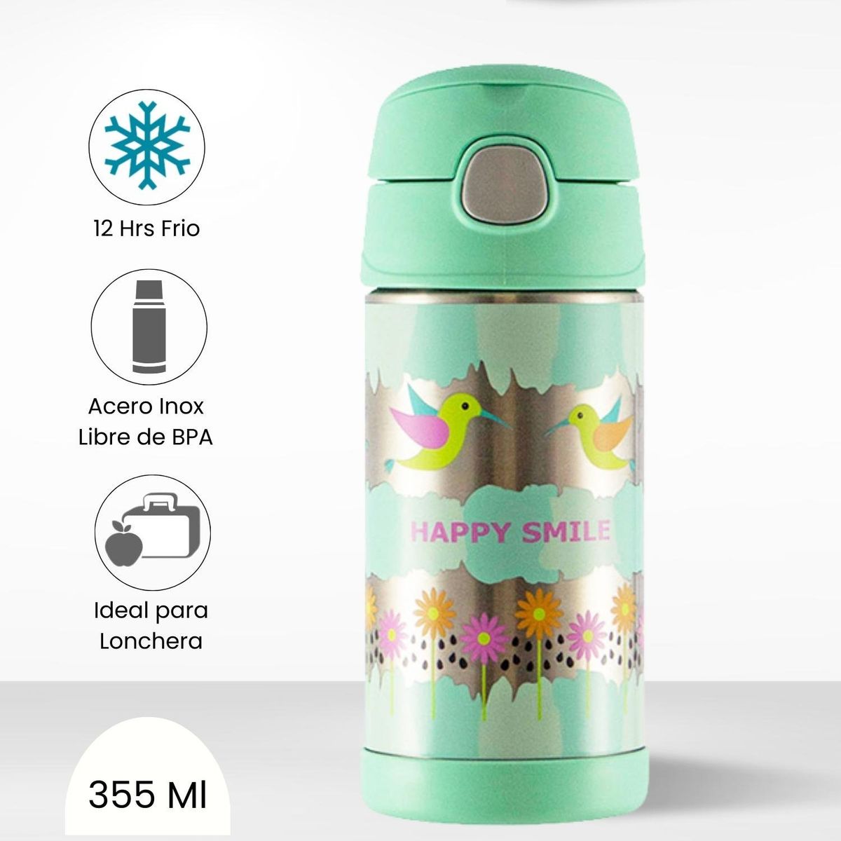 THERMOS - Tomatodo Termico para Niños Funtainer Sin Asa Colibri 355 Ml