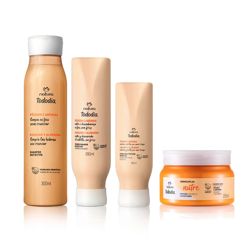 NATURA - KIT Tododia Durazno y Almendra Nutrición X4 Shampoo + Acc CPP Y mASC