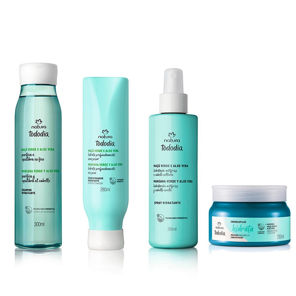 NATURA - KIT Tododia manzana verde y aloe vera Shampoo + ACC Spray y Masc