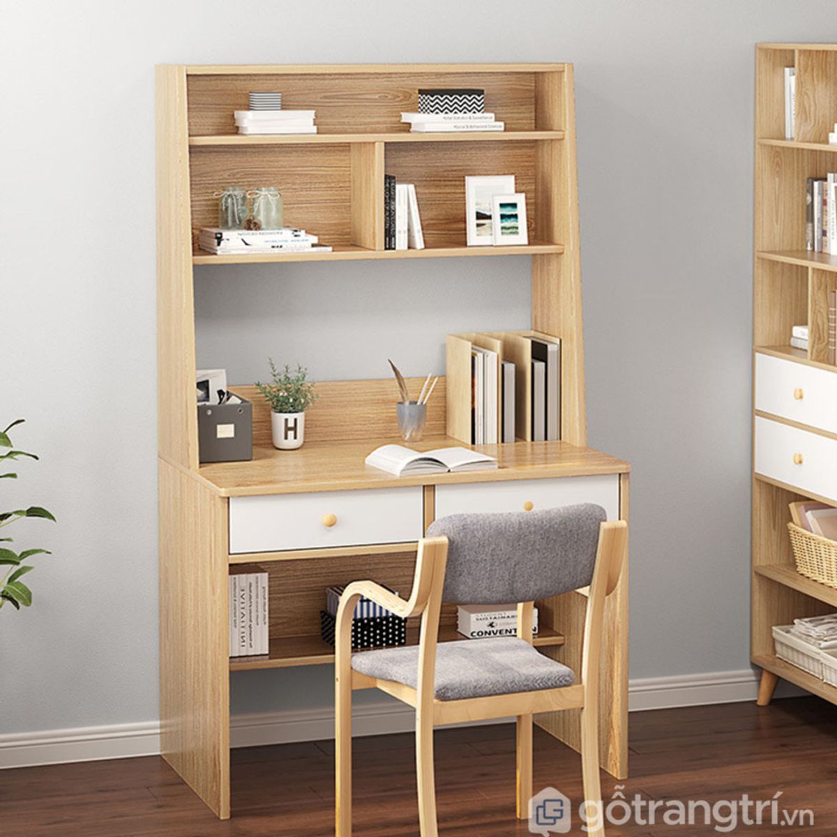 GENERICO - Escritorio Moderno con Estantes Coto Marrón Claro R&R MUEBLES