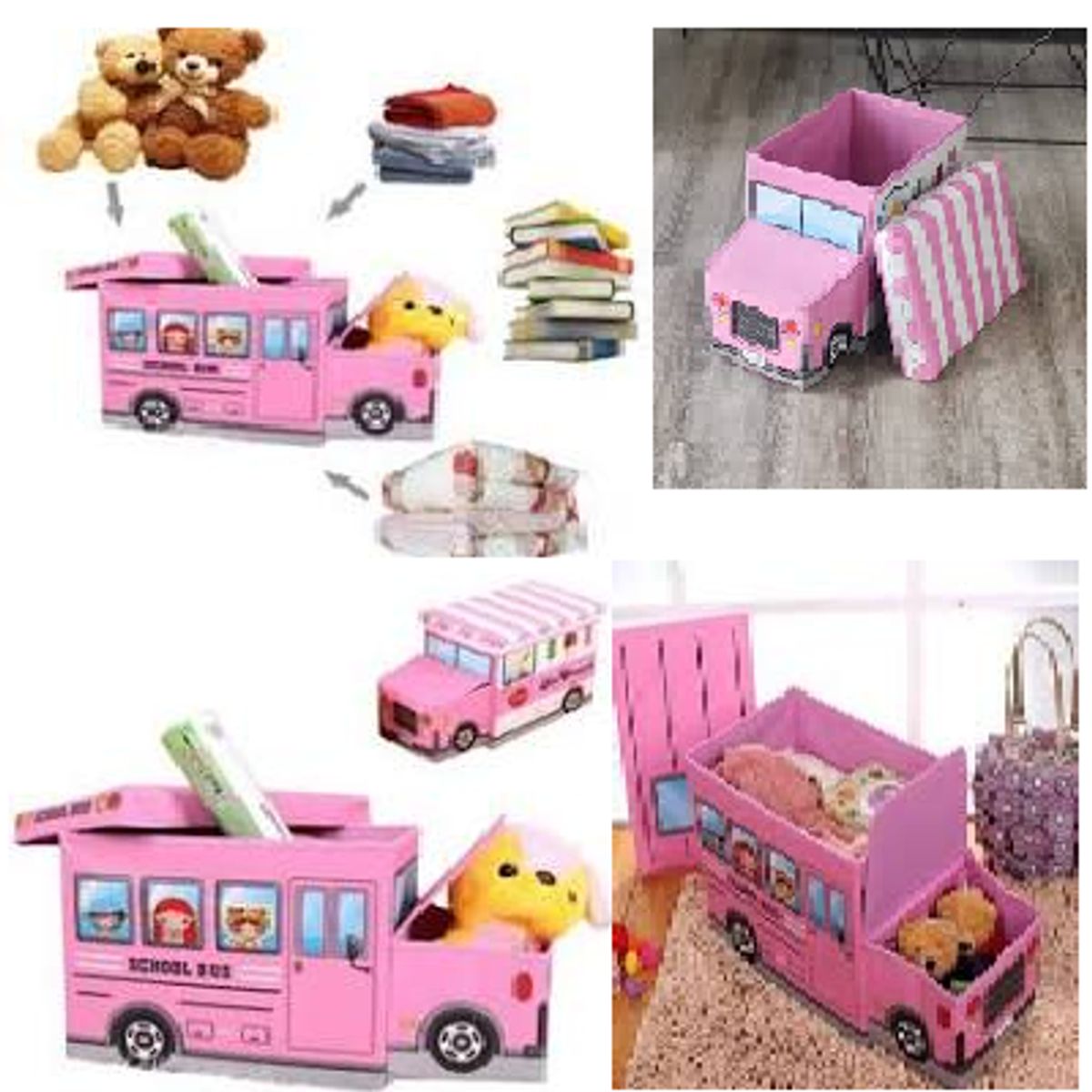 GENERICO - Caja Puff Organizador con Tapa de Juguetes para Niños